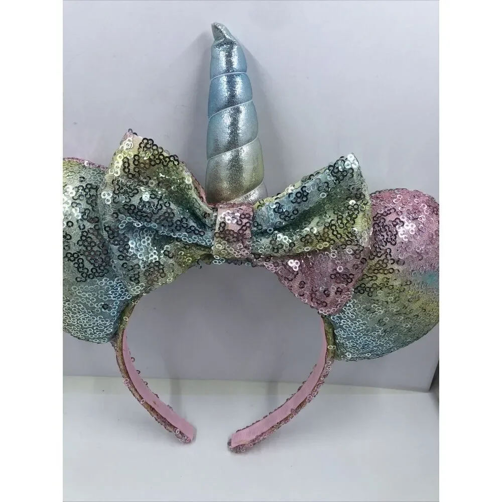 Disney Parks Unicorn Minnie Mouse Ears Headband-pastel Sequin Bow Horn